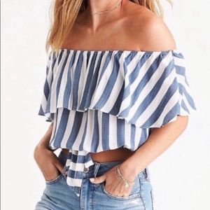 American Eagle Striped Off the Shoulder Top